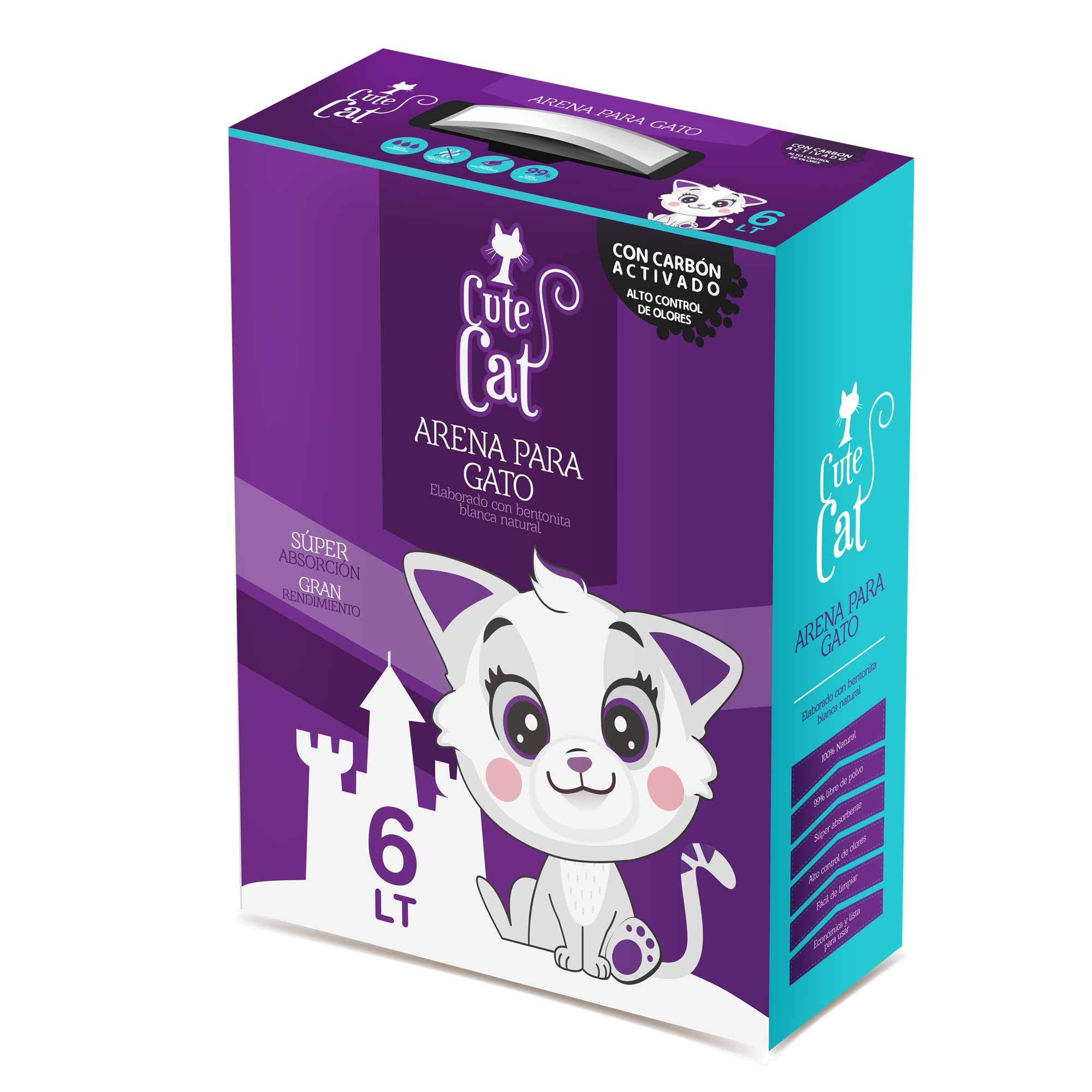 315.jpg Cute Cat - arena para gato con Carbón Activado - 6 Lt. - Imagen 1