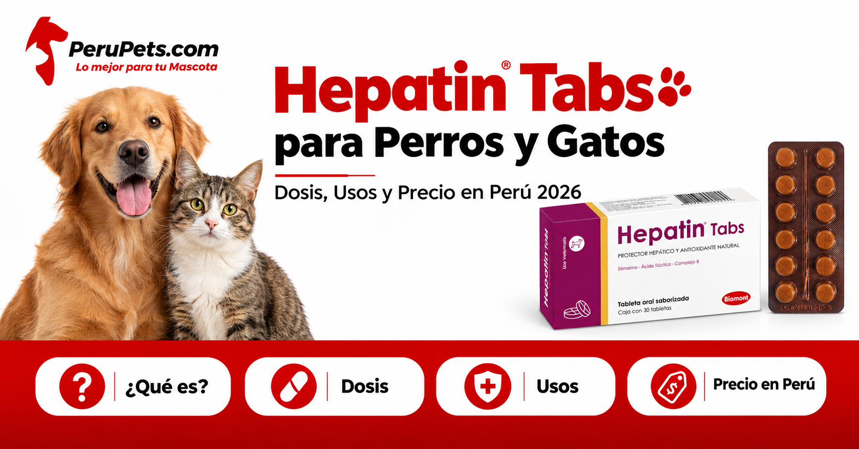 Hepatin Tabs para perros y gatos