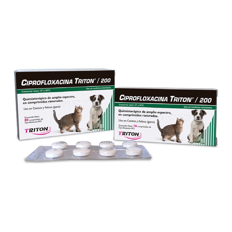 ciprofloxacina-200-triton-antibiotico-perros-gatos Ciprofloxacina Triton 200 mg - Imagen 1